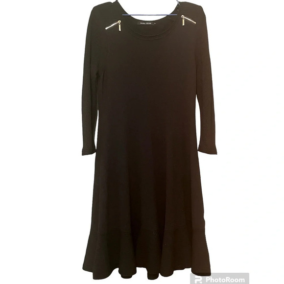 Black Ivanka Trump dress with gold zippers on shoulders (no tags). - Picture 1 of 6